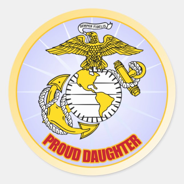USMC Proud Daughter Classic Round Sticker (Front)
