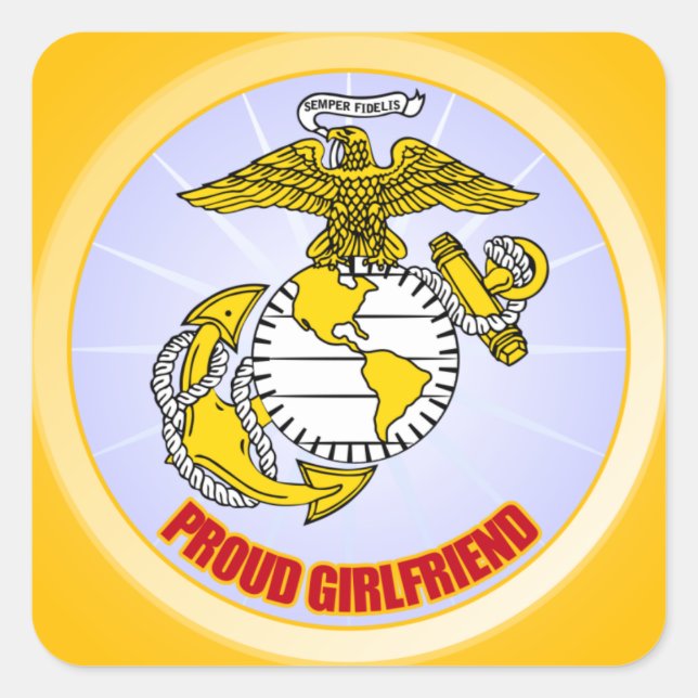 USMC Proud Girlfriend Square Sticker (Front)
