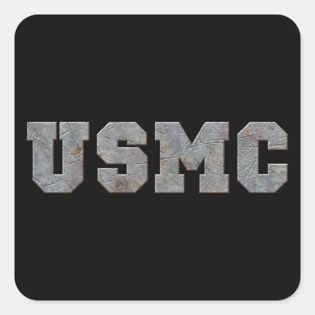 USMC [rusty text] Square Sticker (Front)