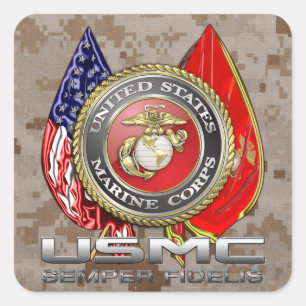 USMC Semper Fi [3D] Square Sticker