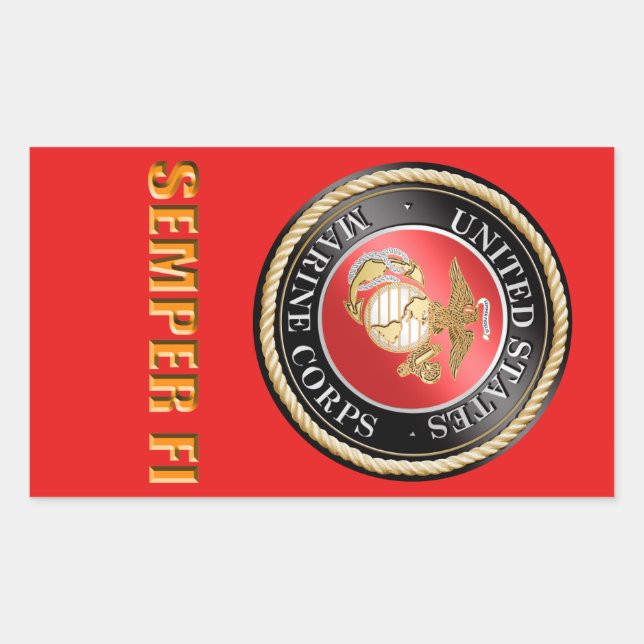USMC Semper Fi Rectangular Sticker (Front)