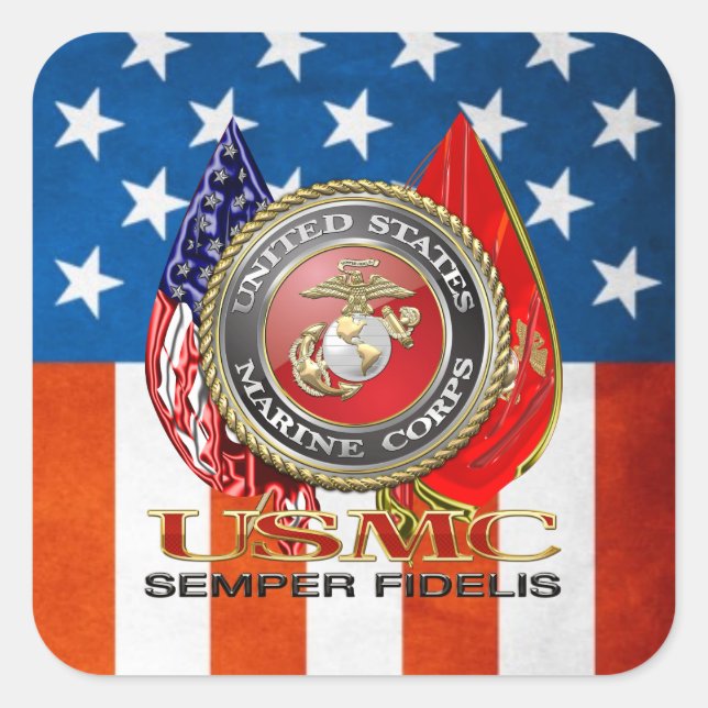 USMC Semper Fi [Special Edition] [3D] Square Sticker (Front)