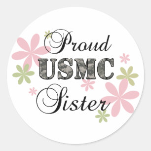USMC Sister [fl camo] Classic Round Sticker