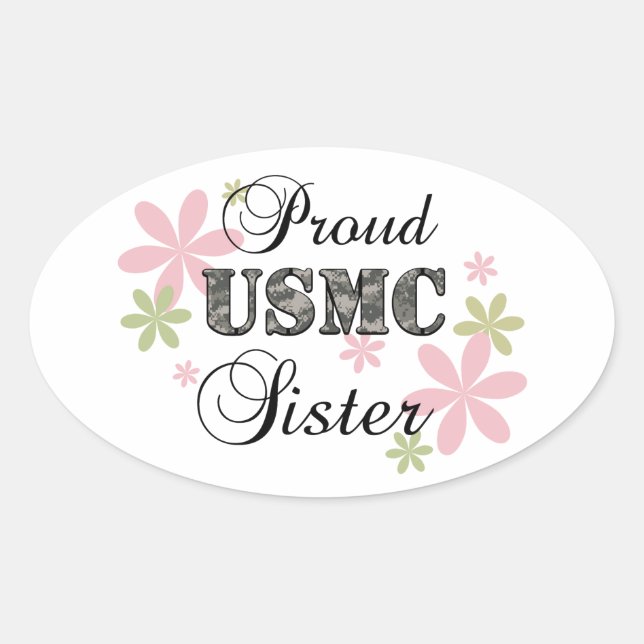 USMC Sister [fl camo] Oval Sticker (Front)