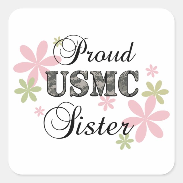 USMC Sister [fl camo] Square Sticker (Front)