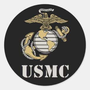 USMC [stencil] Classic Round Sticker