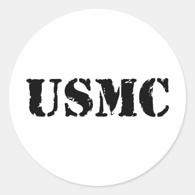 USMC [stencil text] Classic Round Sticker (Front)