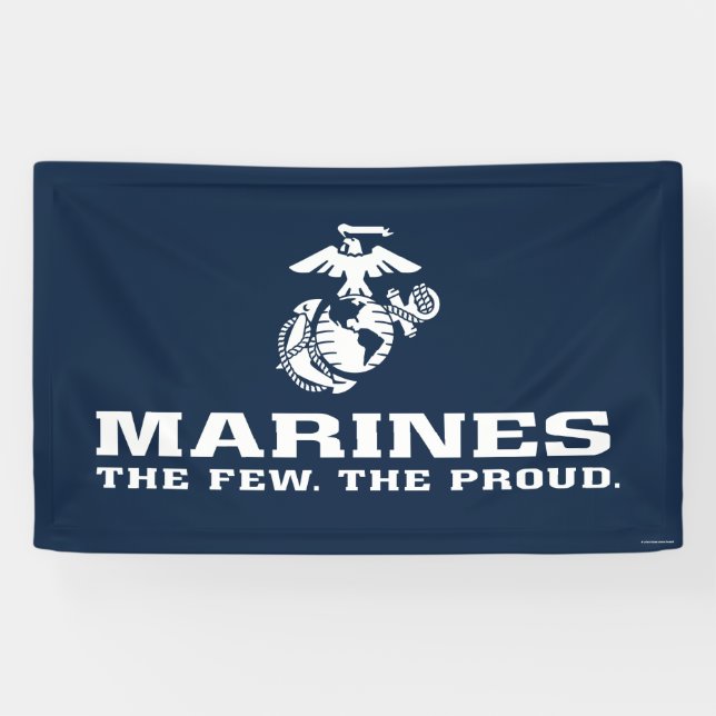 USMC The Few The Proud Logo Stacked - White Banner (Horizontal)