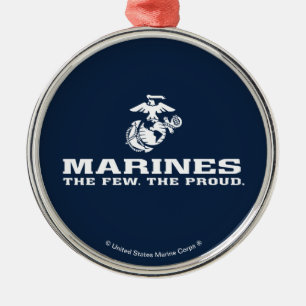 USMC The Few The Proud Logo Stacked - White Metal Tree Decoration