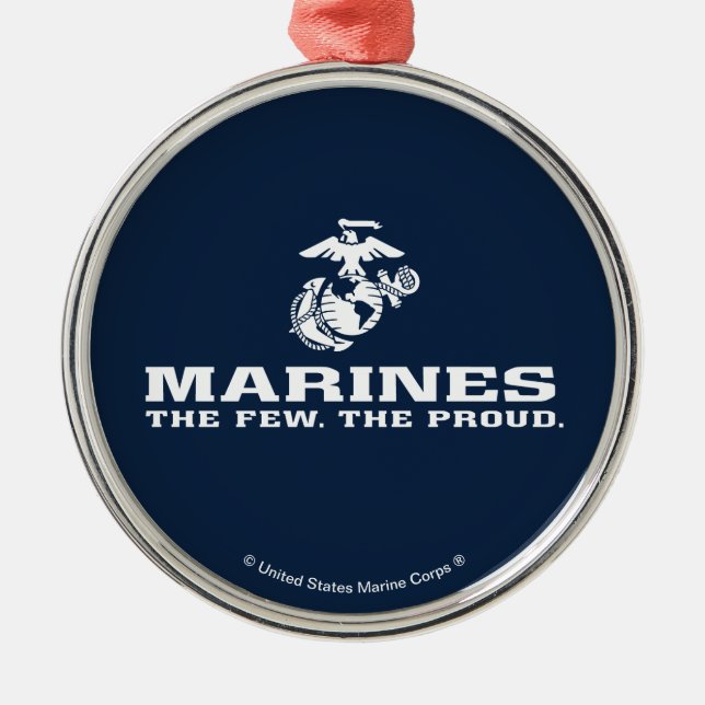 USMC The Few The Proud Logo Stacked - White Metal Tree Decoration (Front)