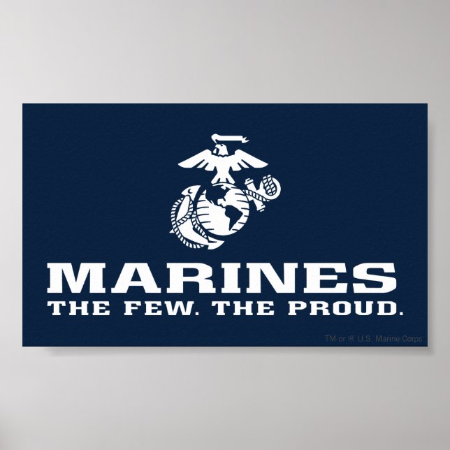 USMC The Few The Proud Logo Stacked - White Poster (Front)
