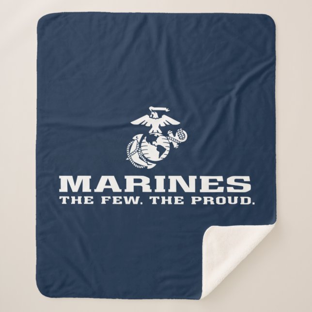 USMC The Few The Proud Logo Stacked - White Sherpa Blanket (Front)