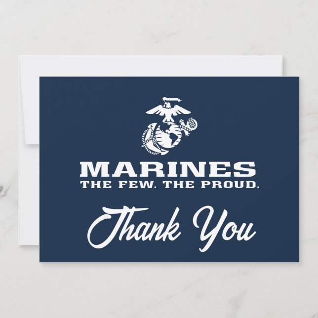 USMC The Few The Proud Logo Stacked - White Thank You Card (Front)