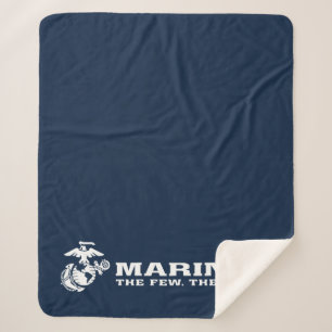 USMC The Few The Proud Logo - White Sherpa Blanket