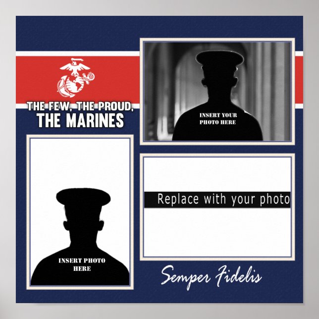 USMC The Few The Proud Photo Collage Poster (Front)
