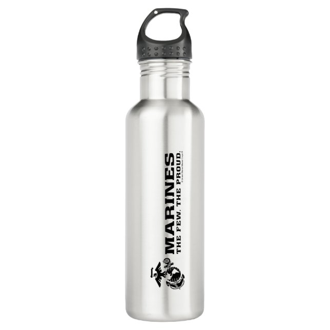 USMC "The Few, The Proud" Stacked Black Logo 710 Ml Water Bottle (Front)