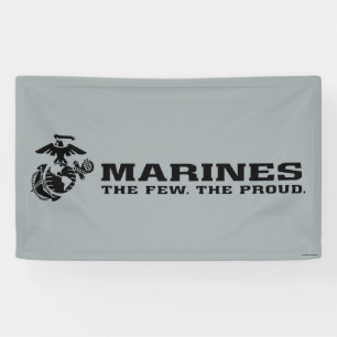 USMC "The Few, The Proud" Stacked Black Logo Banner