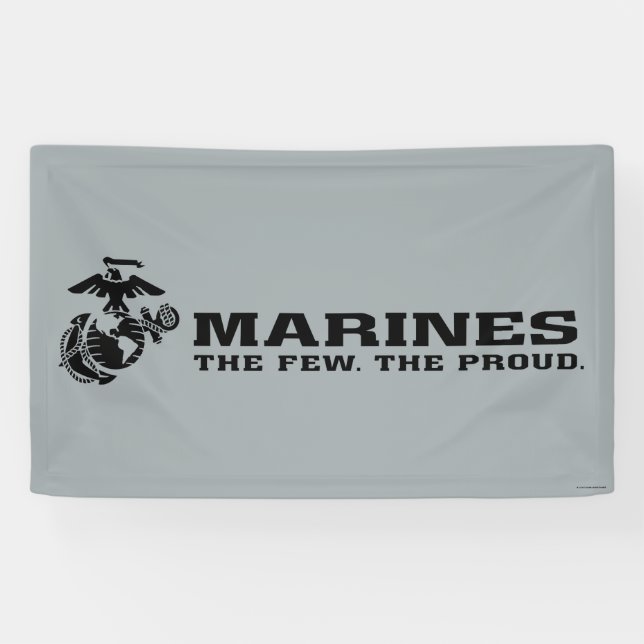 USMC "The Few, The Proud" Stacked Black Logo Banner (Horizontal)
