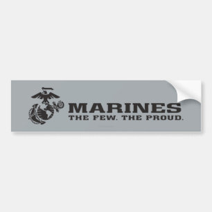 USMC "The Few, The Proud" Stacked Black Logo Bumper Sticker
