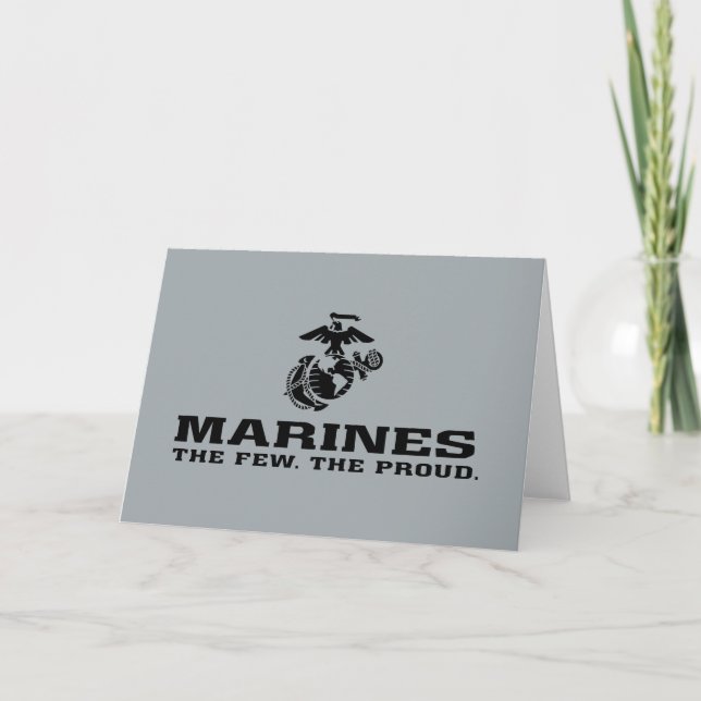 USMC "The Few, The Proud" Stacked Black Logo Note Card (Front)
