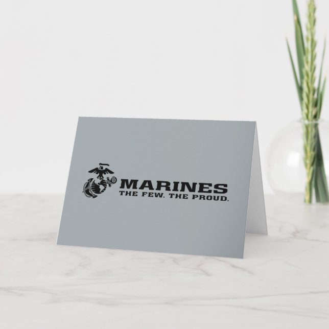 USMC "The Few, The Proud" Stacked Black Logo Note Card (Front)