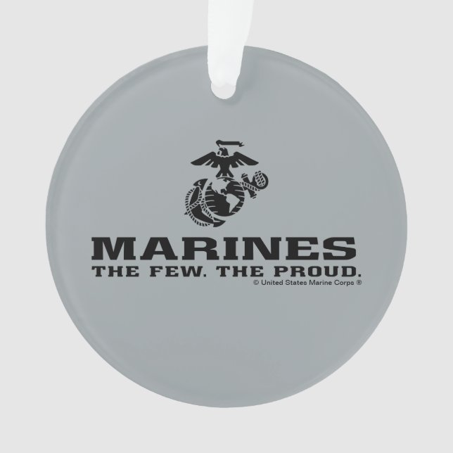 USMC "The Few, The Proud" Stacked Black Logo Ornament (Front)