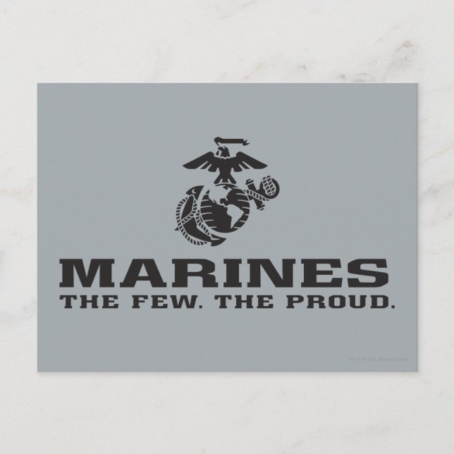 USMC "The Few, The Proud" Stacked Black Logo Postcard (Front)