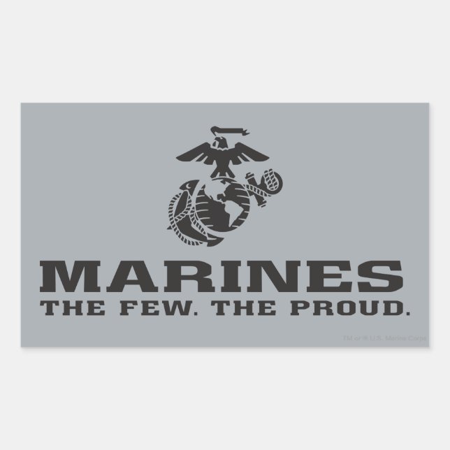USMC "The Few, The Proud" Stacked Black Logo Rectangular Sticker (Front)