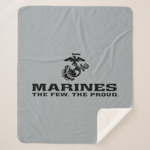 USMC "The Few, The Proud" Stacked Black Logo Sherpa Blanket