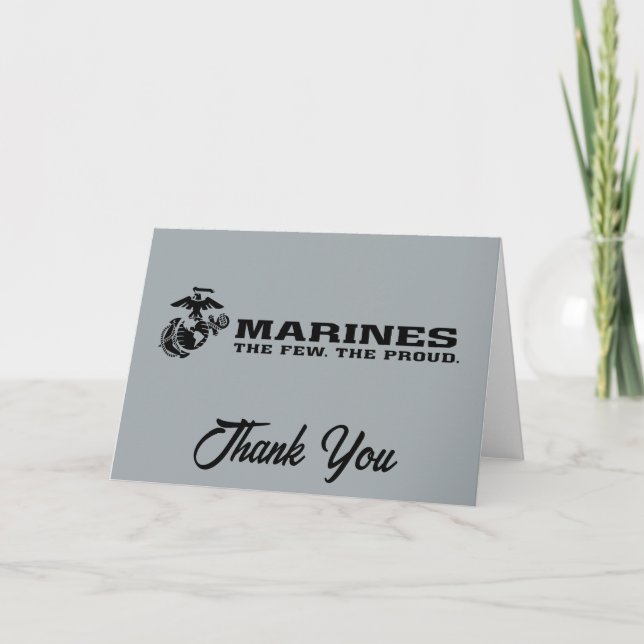 USMC "The Few, The Proud" Stacked Black Logo Thank You Card (Front)