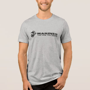 USMC "The Few, The Proud" Stacked Black Logo Tri-Blend Shirt
