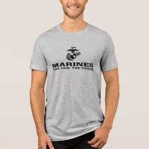 USMC "The Few, The Proud" Stacked Black Logo Tri-Blend Shirt