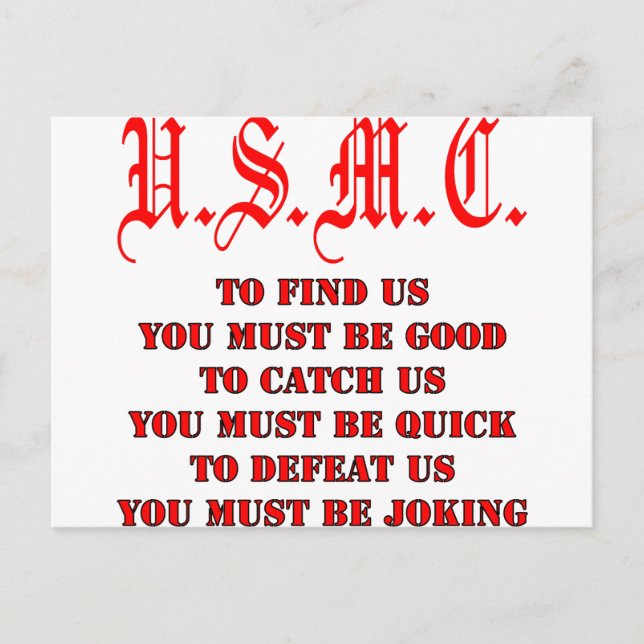 USMC To Find Catch or Defeat Us Postcard (Front)