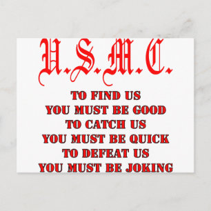 USMC To Find Catch or Defeat Us Postcard