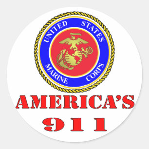 USMC United States Marine Corps America’s 911 Classic Round Sticker