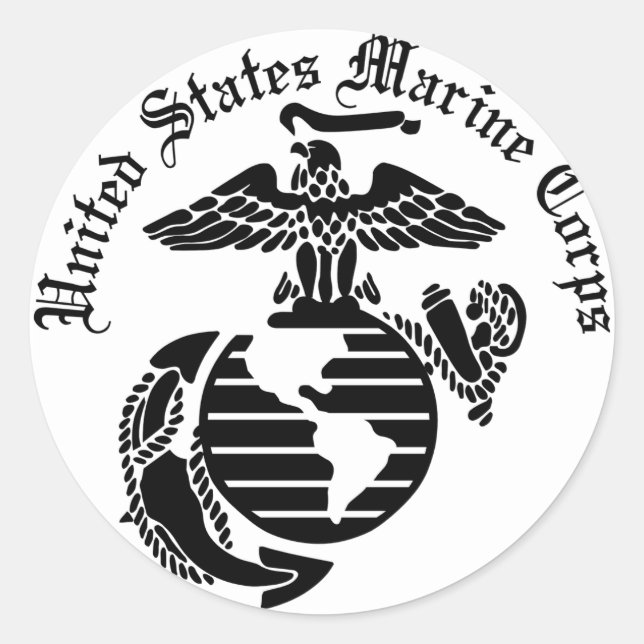 USMC United States Marine Corps Classic Round Sticker (Front)