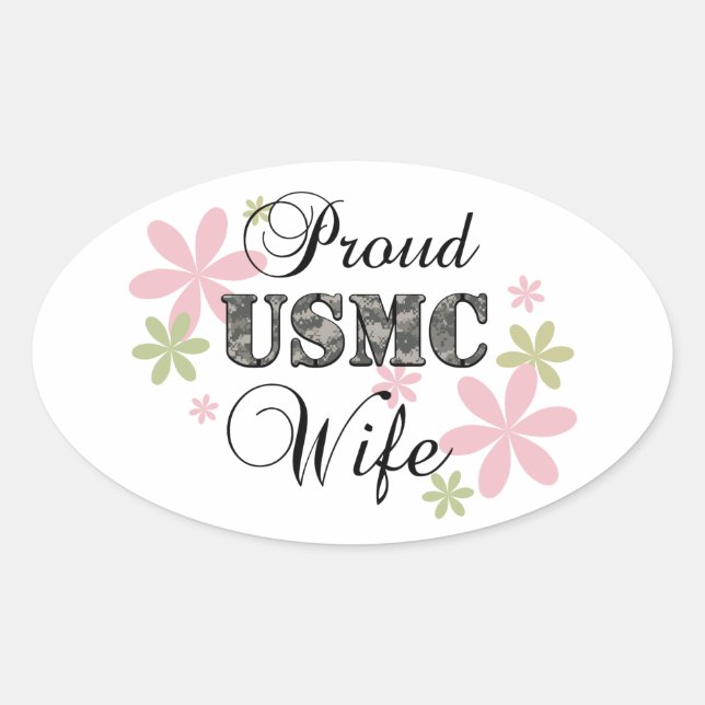 USMC Wife [fl camo] Oval Sticker (Front)