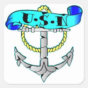 USN Anchor Tattoo Square Sticker
