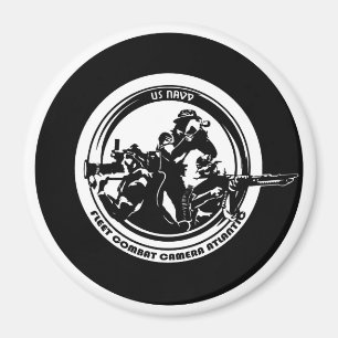 USN COMBAT CAMERA Large, 3 Inch Circle Magnet