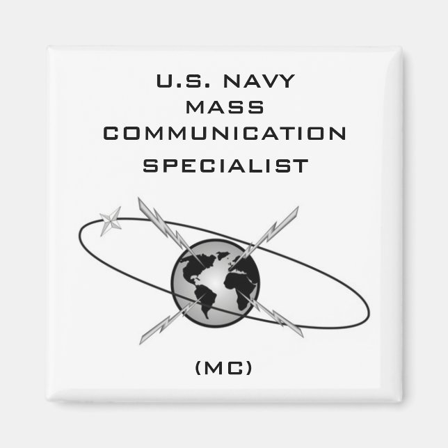 USN MASS COMMUNICATION SPECIALIST SQUARE MAGNET  (Front)