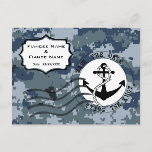 USN Navy Save the Date & Anchor Announcement Postcard
