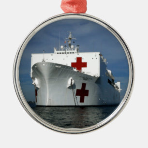 USNS Mercy Hospital Ship Metal Tree Decoration