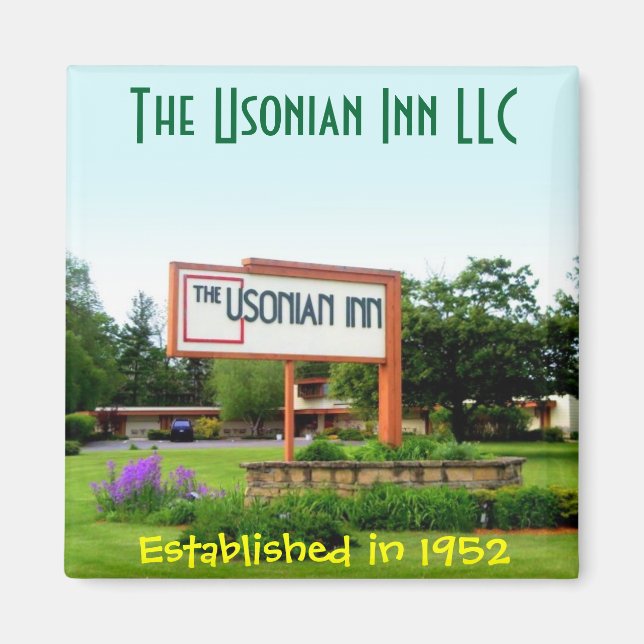 Usonian Inn square magnet -  street sign (Front)