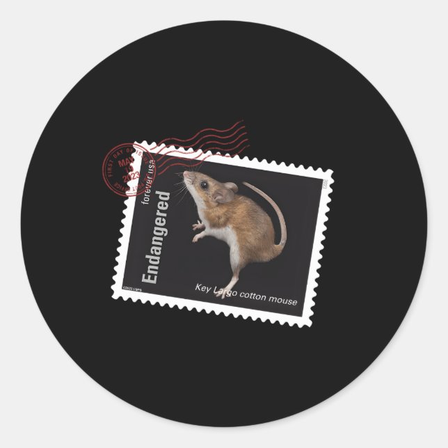 Usps Endangered Species Key Largo Cotton Mouse Pos Classic Round Sticker (Front)