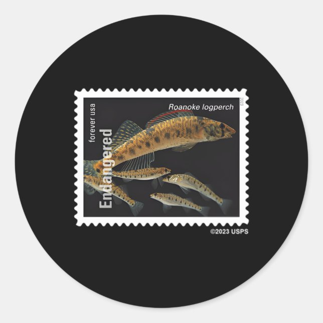 Usps Endangered Species Roanoke Logperch Left Ches Classic Round Sticker (Front)