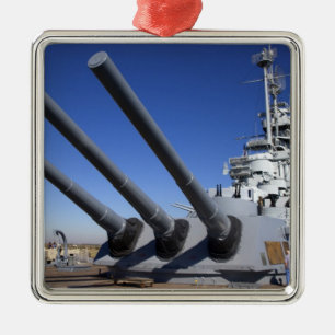 USS Alabama Battleship at Battleship Memorial 2 Metal Tree Decoration