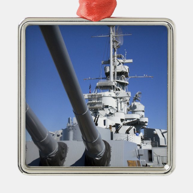 USS Alabama Battleship at Battleship Memorial Metal Tree Decoration (Front)
