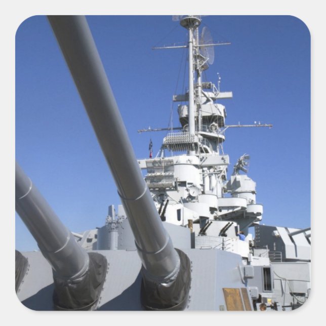 USS Alabama Battleship at Battleship Memorial Square Sticker (Front)