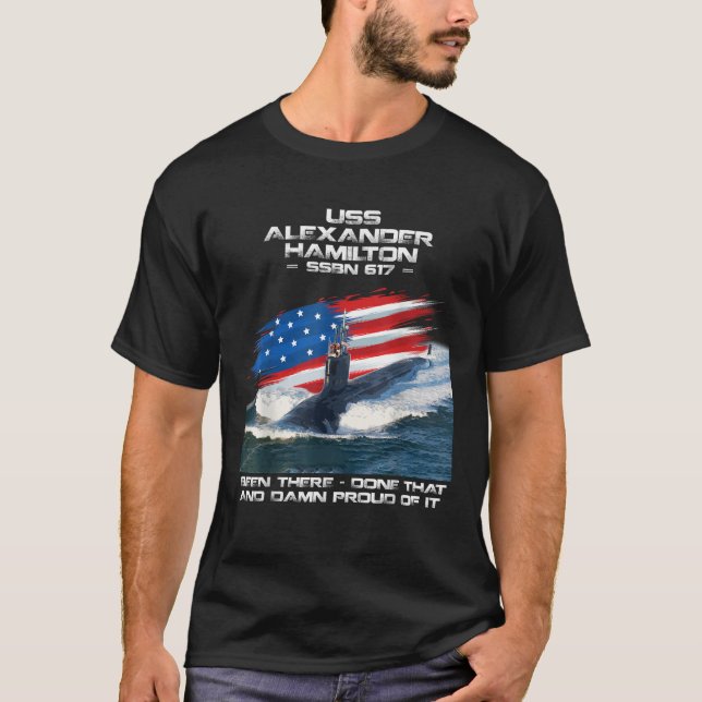 USS Alexander Hamilton SSBN 617 American Flag Subm T-Shirt (Front)