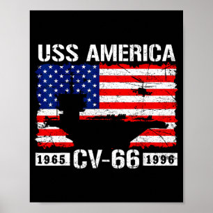 Uss america cv-66 est 1965-1996 flag usa aircraft poster